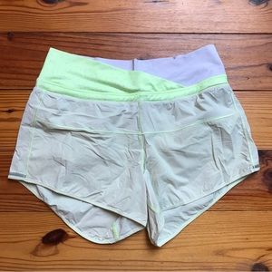 Lululemon Athletica Neon Yellow White High-Waist Shorts, EUC, 6